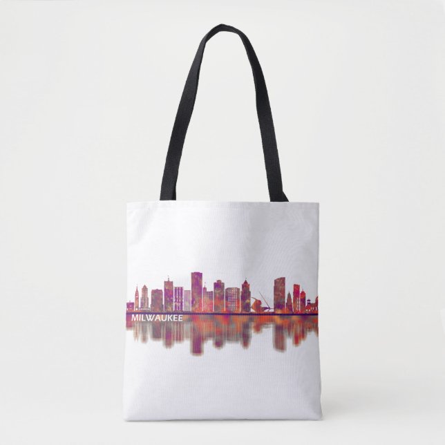 Milwaukee Wisconsin Skyline Tote Bag (Front)