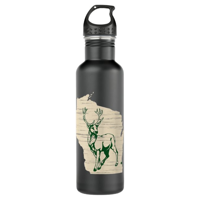 Milwaukee Wisconsin Star Green Standing Stoic Buck 710 Ml Water Bottle (Front)