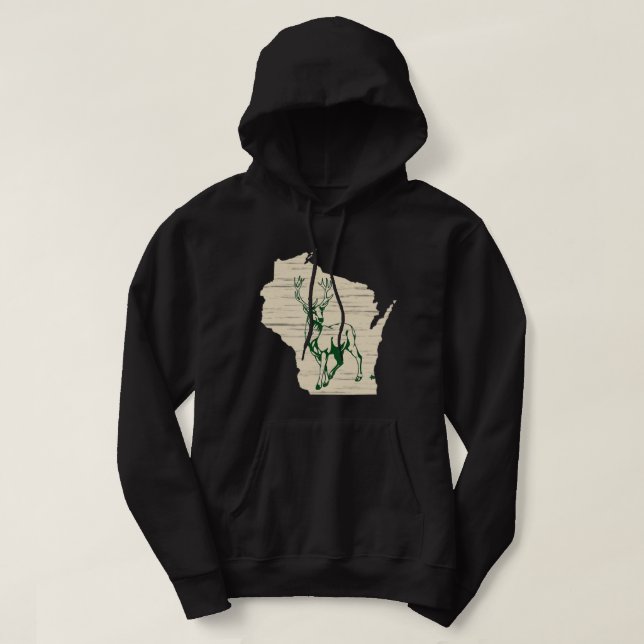 Milwaukee Wisconsin Star Green Standing Stoic Buck Hoodie (Design Front)