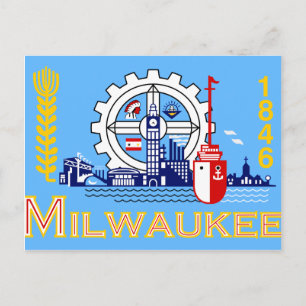 Milwaukee, Wisconsin, United States flag Postcard