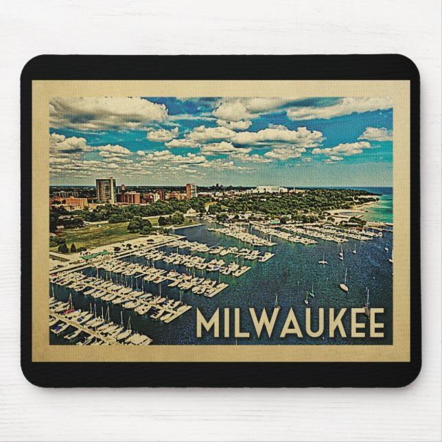 Milwaukee Wisconsin Vintage Travel Mouse Pad (Front)