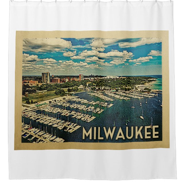 Milwaukee Wisconsin Vintage Travel Shower Curtain (Front)