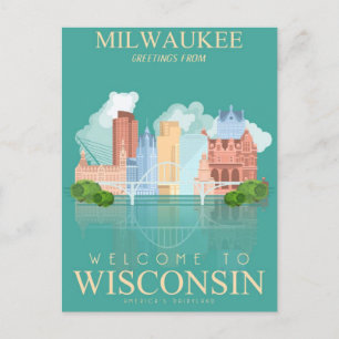 Milwaukee Wisconsin Vintage Travel usa Postcard