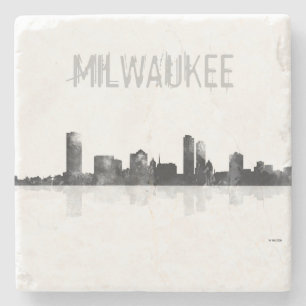 MILWAUKEE, WISCONSON SKYLINE STONE COASTER