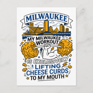 Milwaukee Workout Lifting Cheese Curds To Mouth Postcard