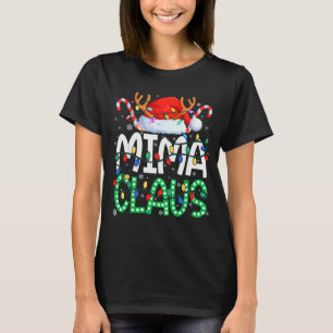 Mima Claus Christmas Lights Pajama Family Matching T-Shirt