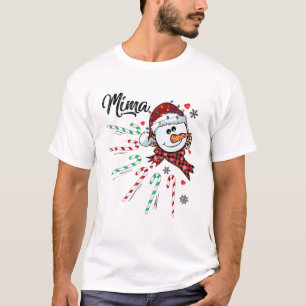 Mima Snowman Candy Cane Christmas Xmas Funny T-Shirt