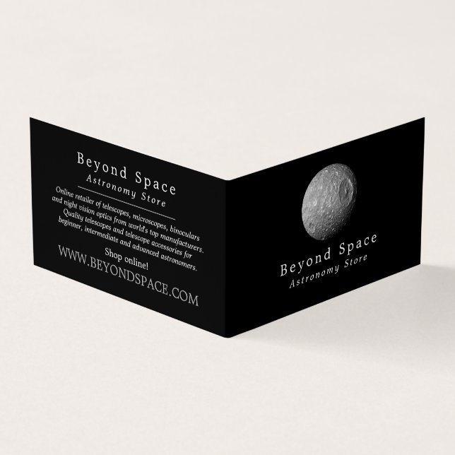 Mimas Moon of Saturn, Astronomer, Astronomy Store Business Card (Outside)