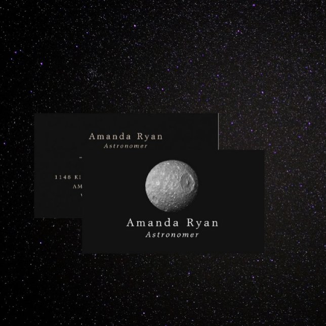 Mimas Moon of Saturn, Astronomy Business Card (Creator Uploaded)