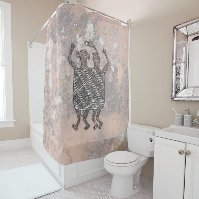 Mimbres Pottery Design "The Wedding Blanket" Shower Curtain (In Situ)