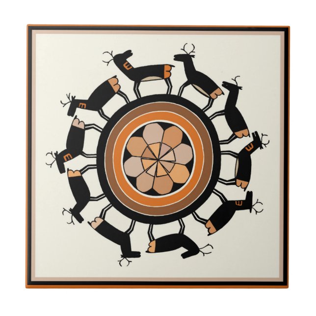 Mimbres Tribal Deer Ritual Tile (Front)