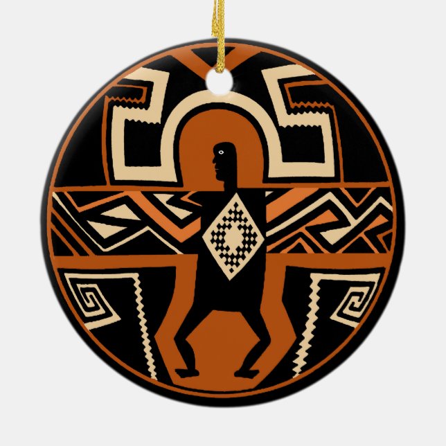 Mimbres Warrior Ceramic Tree Decoration (Back)