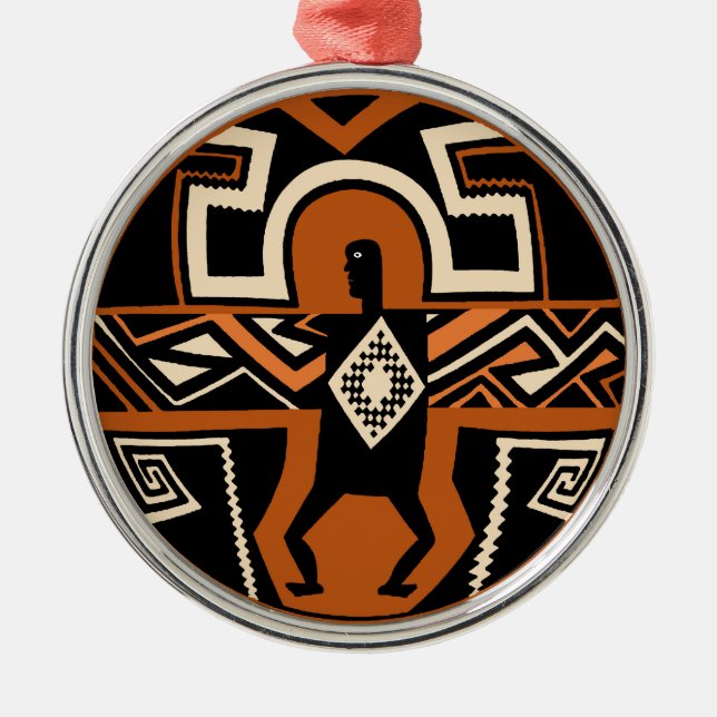 Mimbres Warrior Metal Tree Decoration (Front)
