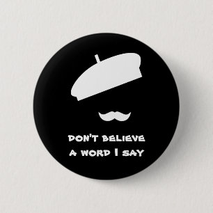 Mime Pantomime Silent Black 6 Cm Round Badge