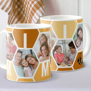 Mimi 5 Photo Editable 4 Letter Bee and Honeycomb Coffee Mug
