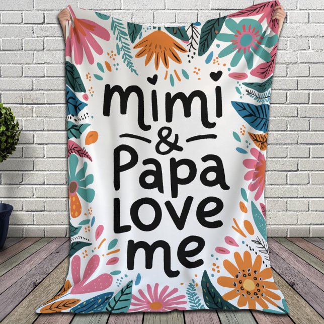 Mimi and Papa Love Me Fleece Blanket (Creator Uploaded)