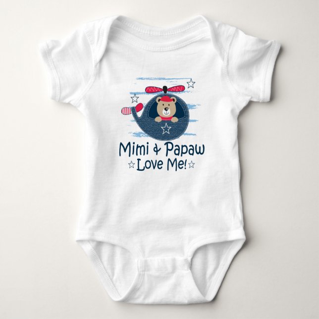 Mimi and Papaw Love Me Grandson Baby Bodysuit (Front)