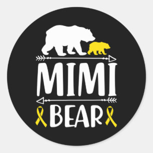 Mimi Bear Childhood Cancer Awareness Gift Mum Of A Classic Round Sticker