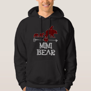 Mimi Bear Christmas Pajama Red Plaid Buffalo Famil Hoodie