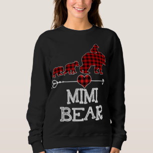 Mimi Bear Christmas Pajama Red Plaid Buffalo Famil Sweatshirt