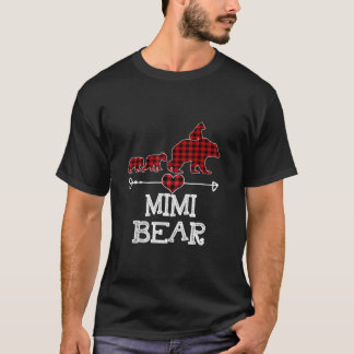 Mimi Bear Christmas Pajama Red Plaid Buffalo Famil T-Shirt