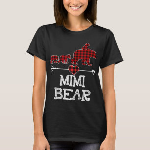 Mimi Bear Christmas Pajama Red Plaid Buffalo Famil T-Shirt