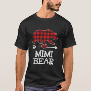 Mimi Bear Christmas Pajama Red Plaid Buffalo Famil T-Shirt
