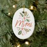 Mimi Bright Holly Christmas Photo Ceramic Ornament<br><div class="desc">This stylish ornament features my hand-drawn winter greenery in vibrant colours. Personalise the back with your own photo. Shop holiday gifts and more at www.zazzle.com/store/nbpaperco</div>