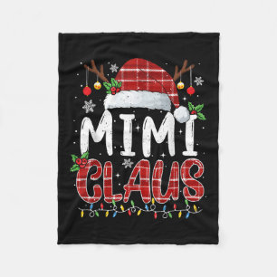 Mimi Claus Christmas Lights Pajama Family Matching Fleece Blanket