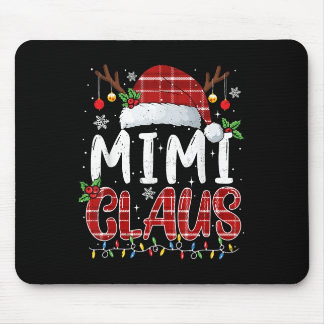 Mimi Claus Christmas Lights Pajama Family Matching Mouse Pad (Front)