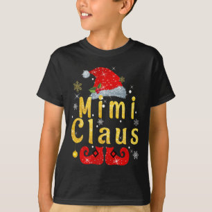Mimi Claus Christmas Santa Hat Matching Famiy Paja T-Shirt