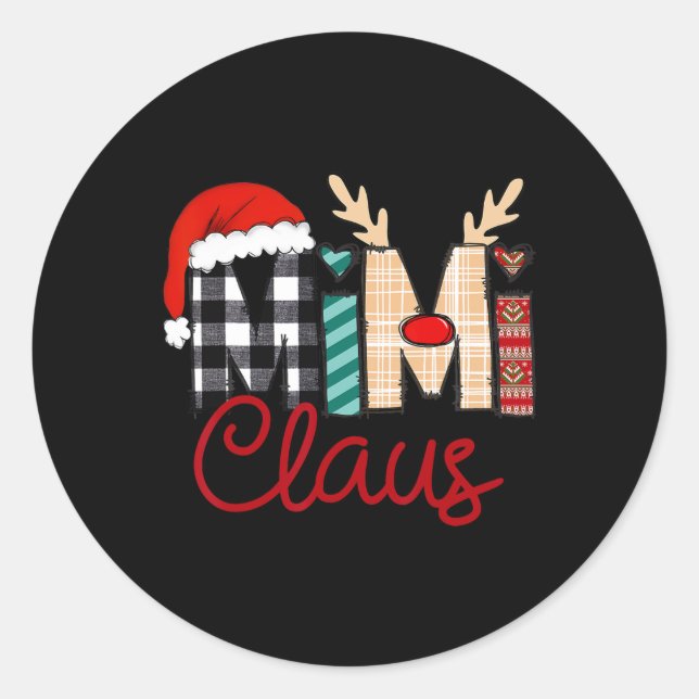 Mimi Claus Reindeer Christmas  Classic Round Sticker (Front)
