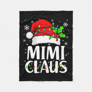 Mimi Claus Shirt Christmas Lights Pajama Family Ma Fleece Blanket