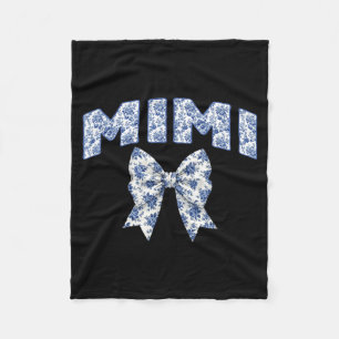 Mimi Coquette Toile Blue Bow Floral Family Fleece Blanket