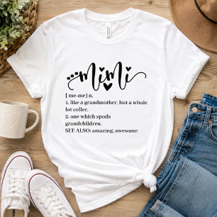 Mimi Definition Grandma Script Heart Minimal Funny T-Shirt