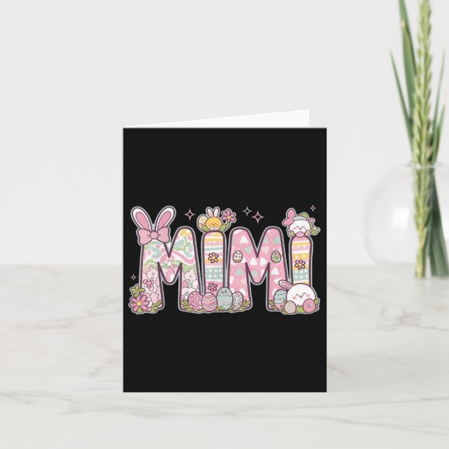 Mimi Easter Coquette Bow Happy Easter Bunny Rabbit Card (Front)