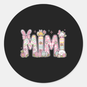 Mimi Easter Coquette Bow Happy Easter Bunny Rabbit Classic Round Sticker