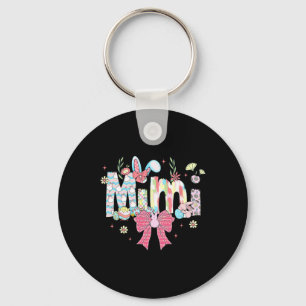 Mimi Easter Coquette Bow Happy Easter Bunny Rabbit Key Ring