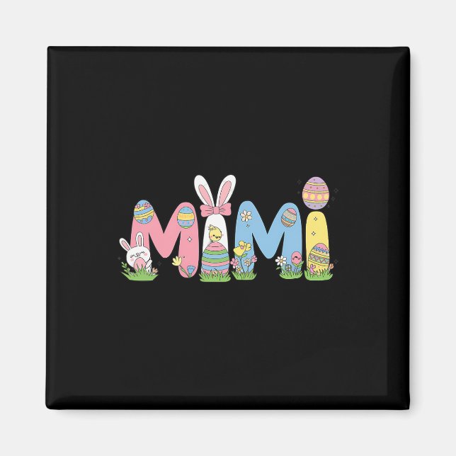 Mimi Easter Coquette Bow Happy Easter Bunny Rabbit Magnet (Front)