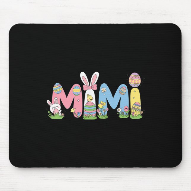 Mimi Easter Coquette Bow Happy Easter Bunny Rabbit Mouse Pad (Front)
