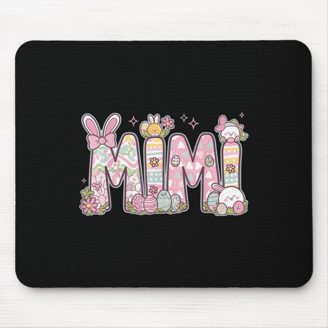 Mimi Easter Coquette Bow Happy Easter Bunny Rabbit Mouse Pad (Front)