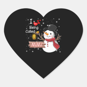 Mimi Gift   I Love Being Called Mimi Snowman Heart Sticker