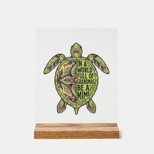 Mimi Grandma Sea Turtle Vintage Floral Shirt Desig Acrylic Sign