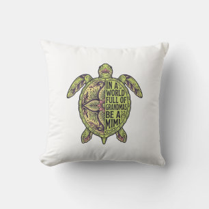 Mimi Grandma Sea Turtle Vintage Floral Shirt Desig Cushion