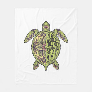 Mimi Grandma Sea Turtle Vintage Floral Shirt Desig Fleece Blanket