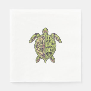 Mimi Grandma Sea Turtle Vintage Floral Shirt Desig Napkin