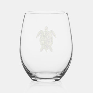 Mimi Grandma Sea Turtle Vintage Floral Shirt Desig Stemless Wine Glass
