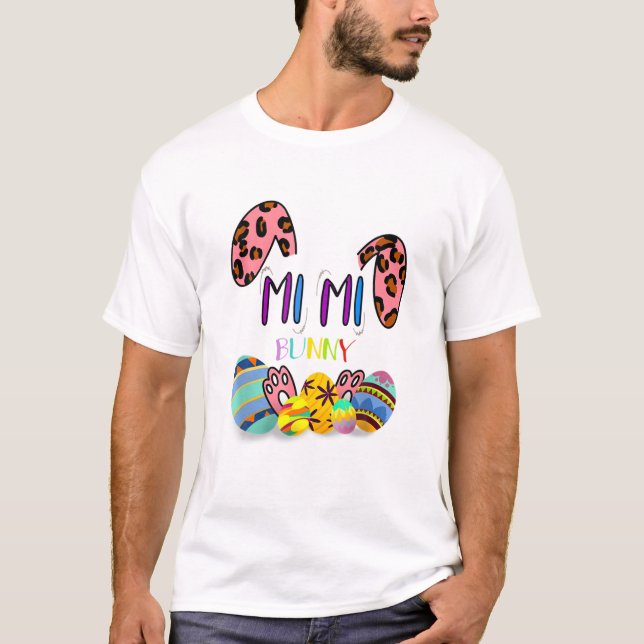 Mimi Leopard Bunny Rabbit Ears Happy Easter Day T-Shirt (Front)