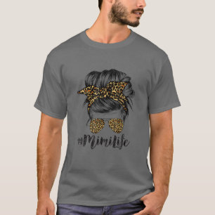 Mimi Life Hair Bandana Glasses Leopard Print Mothe T-Shirt