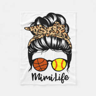 Mimi Life Messy Bun Hair Funny Softll Sketll Mimi Fleece Blanket